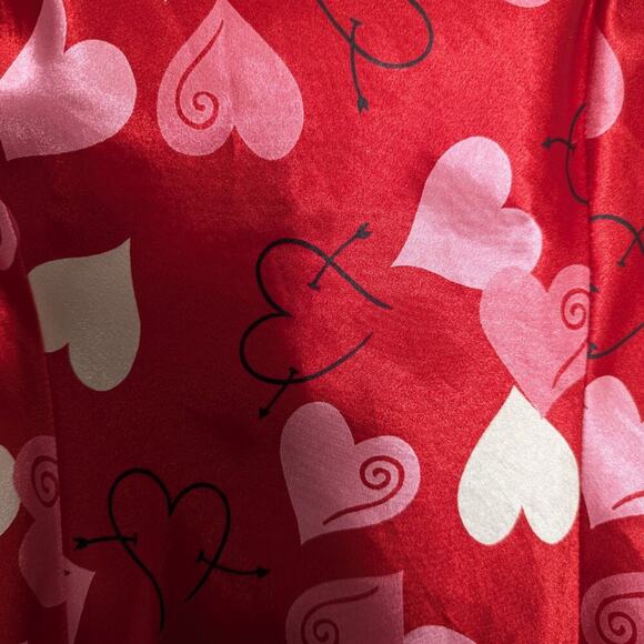 Morgan Taylor Intimates Vintage Red Heart Print Satin Slip Dress Nightie Size S - Picture 8 of 9